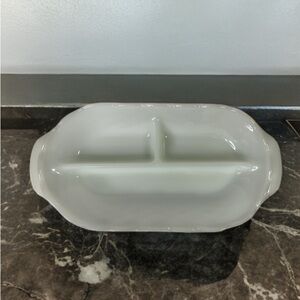 Anchor Hocking Vintage White Milk Glass Relish Tray 13”